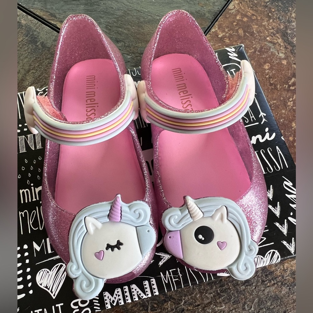 Mini Melissa ultragirl unicorn water resistant Mary jane comfy wedge size 6